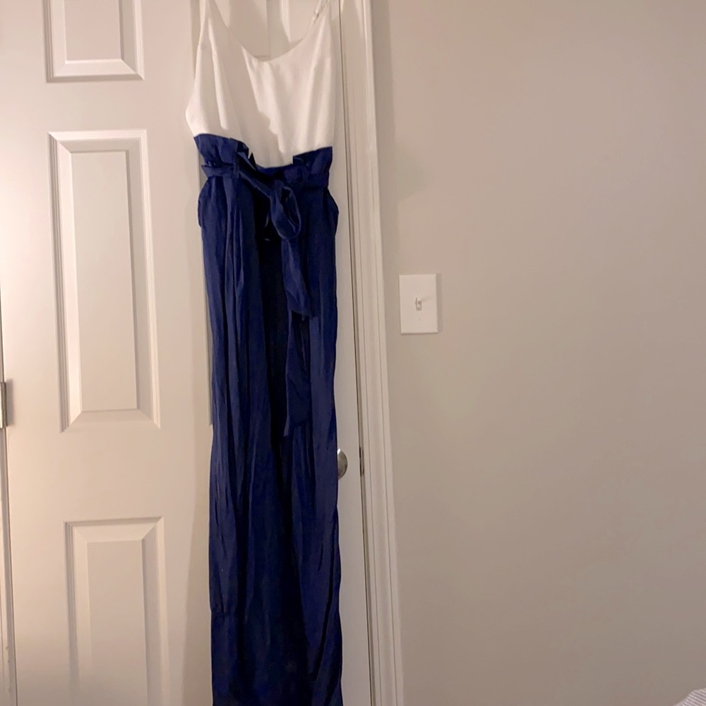 Blue and white jumpsuit